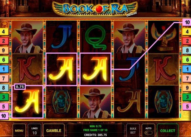 Book of Ra — игровой процесс, барабаны с египетскими символами